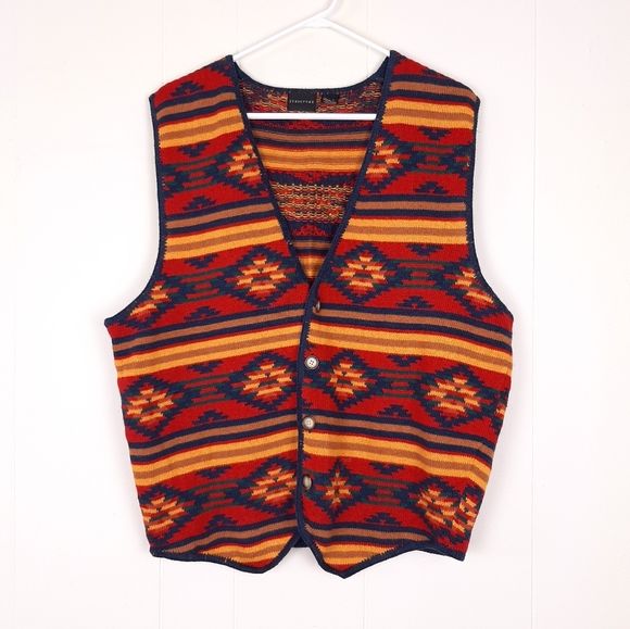 Structure Other - Structure size XL vintage Aztec Southwestern button up knit sweater vest boho